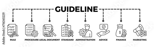 Guideline banner web icon vector illustration concept with icon of rule, procedure, legal document, standard, administration, advice, finance, marketing