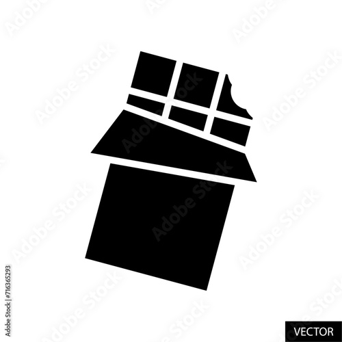 Chocolate bar vector icon in glyph style design for website, app, UI, isolated on white background. Vector illustration.
