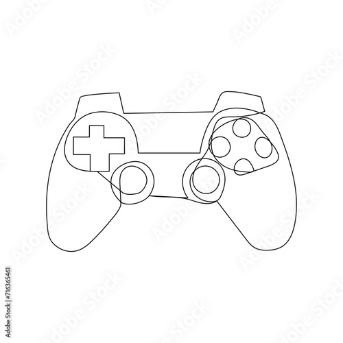 Game controller continuous one line drawing outline vector illustration