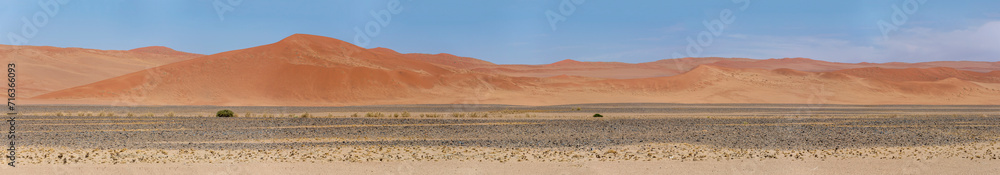 smooth slopes and shades of red on big dunes at Naukluft desert, near Sossusvlei,  Namibia