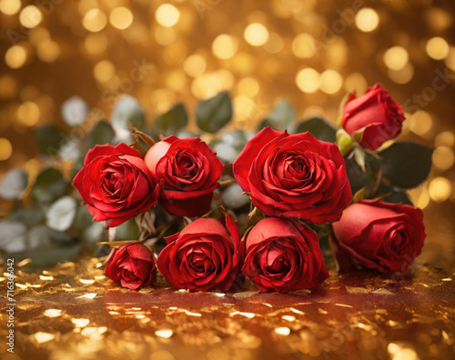Red roses on bokeh background