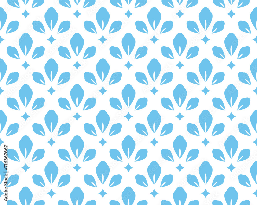 Flower geometric pattern. Seamless vector background. Blue and white ornament Flower geometric pattern. Seamless vector background. Blue and white ornament