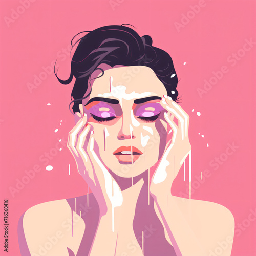 Female washing or cleaning her face