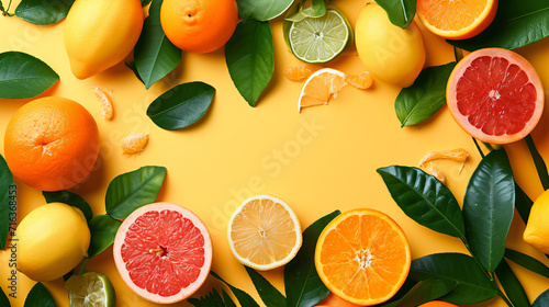 Creative background made of summer tropical fruit © Mishab