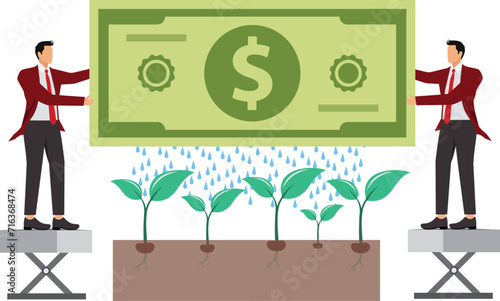 Seedlings watered with money, Businessman