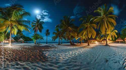 Beautiful night paradise landscape. 