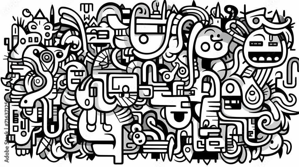 Funny doodle seamless pattern, artistic background Funny doodle seamless pattern, artistic background