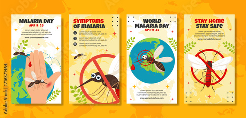 Malaria Day Social Media Stories Flat Cartoon Hand Drawn Templates Background Illustration photo