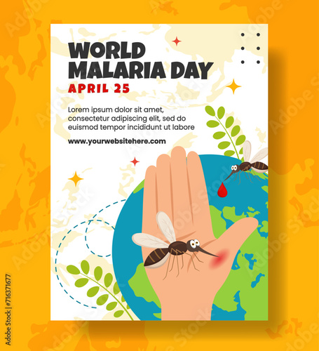 Malaria Day Vertical Poster Flat Cartoon Hand Drawn Templates Background Illustration