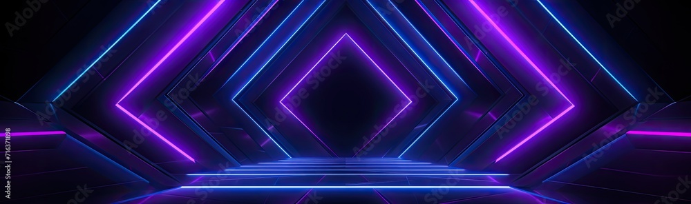 Fototapeta premium The modern allure of a trendy abstract artwork, distinguished by radiant purple hues and captivating geometric elements.