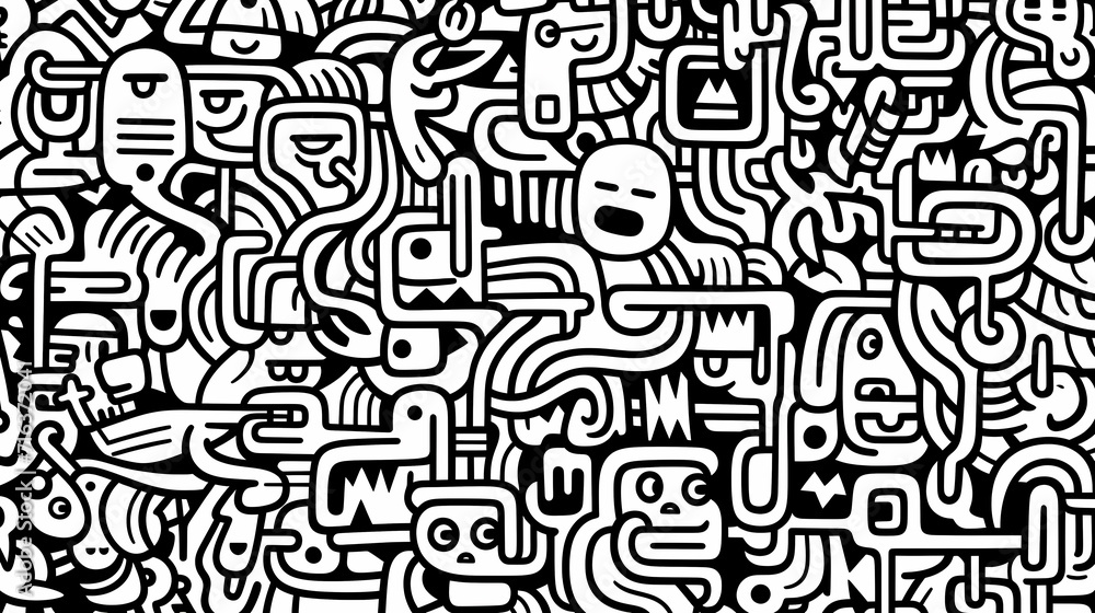 Funny doodle seamless pattern, artistic background Funny doodle seamless pattern, artistic background