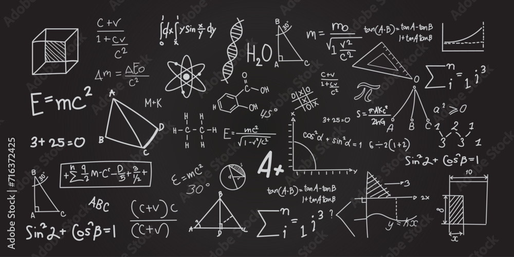 chalk math doodle drawing on blackboard chalk math doodle drawing on blackboard