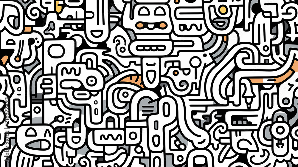 Funny doodle seamless pattern, artistic background Funny doodle seamless pattern, artistic background