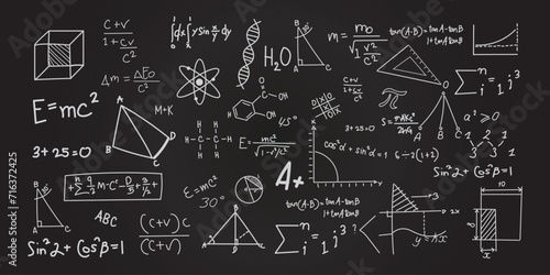 chalk math doodle drawing on blackboard