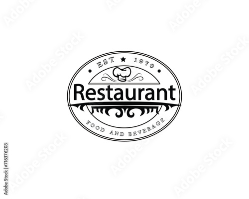 illustration of a vintage label for restaurant