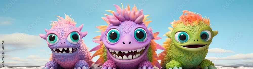Whimsical characters of dragons and dinosaurs coming together in a cartoon, promoting the theme of friendship for children. Whimsical characters of dragons and dinosaurs coming together in a cartoon, promoting the theme of friendship for children.