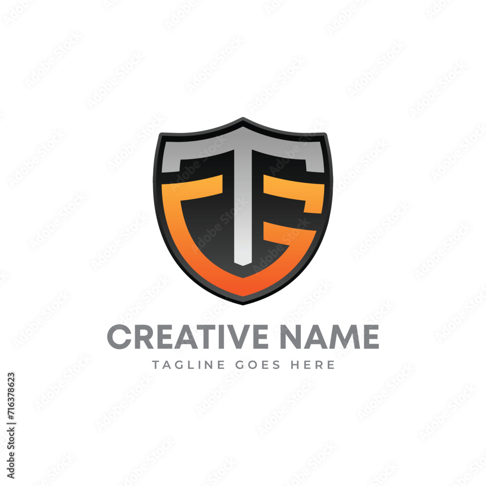 Naklejka premium Emblem letter TG shield gradient security logo