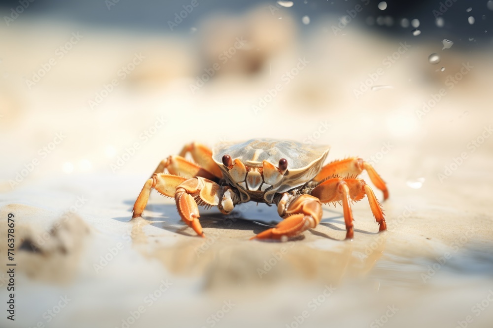 closeup of a crab scuttling across the sand closeup of a crab scuttling across the sand