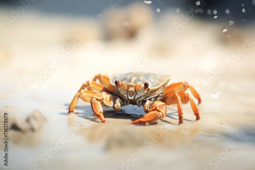 closeup of a crab scuttling across the sand © studioworkstock