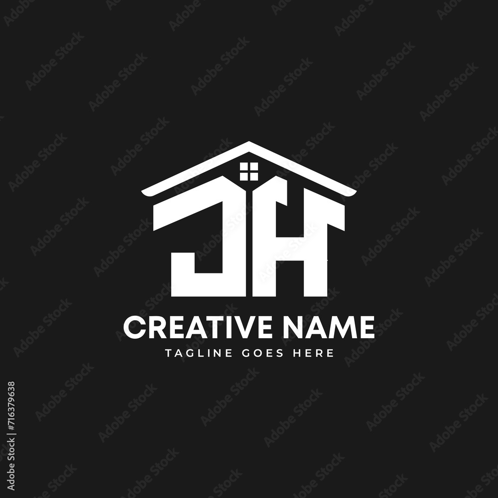 Fototapeta premium Initial letter JH real estate logo. roofing logo with letter JH. JH house logo.