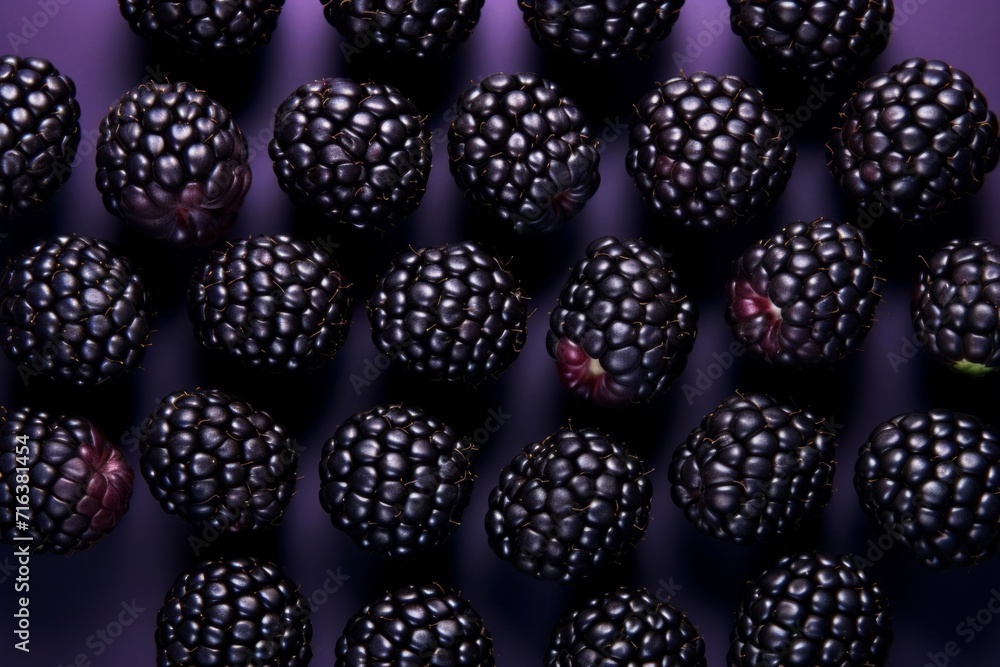 Juicy Fresh Blackberries on Purple Background Juicy Fresh Blackberries on Purple Background