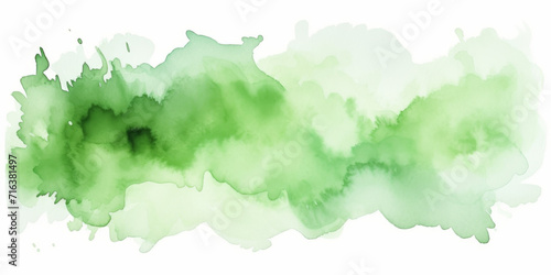 Light Green Watercolor Stain on White Paper. Isolated Transparent Background. #716381497