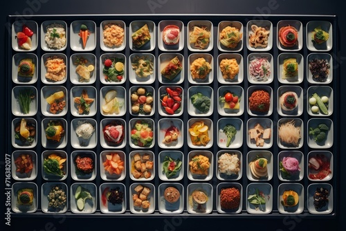 Diverse Cuisine Collection in Organized Trays