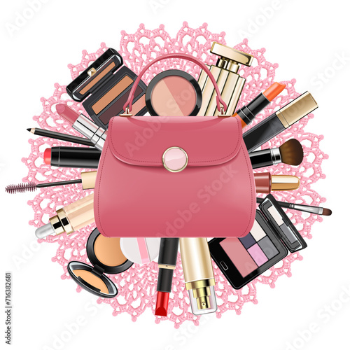 Vector Makeup Concept with Lace Round