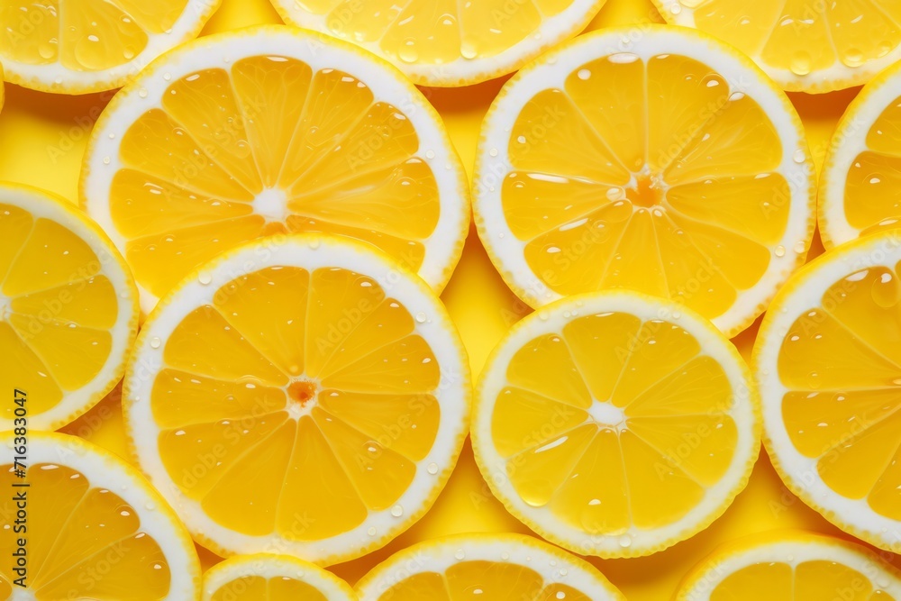 Fresh Citrus Burst: Juicy Lemon Slices on Vibrant Yellow Fresh Citrus Burst: Juicy Lemon Slices on Vibrant Yellow