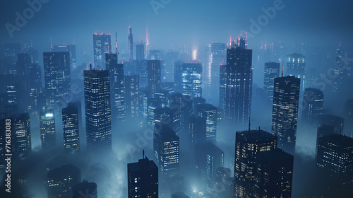 Night city skyscrapers