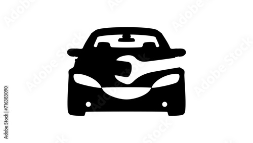 auto repair symbol, black isolated silhouette