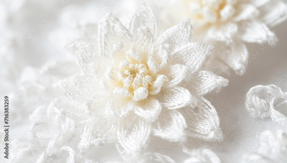 刺繍で作った花のコサージュ 刺繍で作った花のコサージュ
