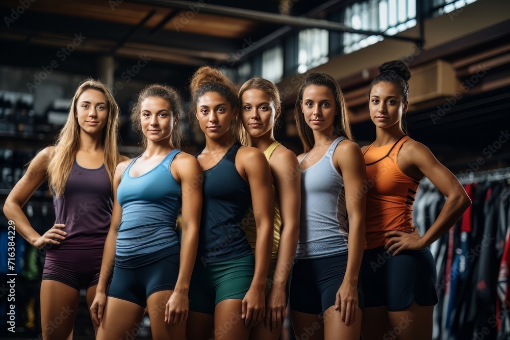 Confident Female Athletes Standing Together in Gym