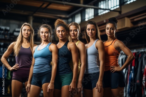 Confident Female Athletes Standing Together in Gym