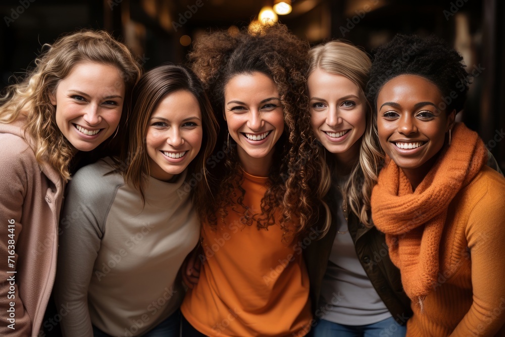 Joyful Diverse Female Friends Group Portrait