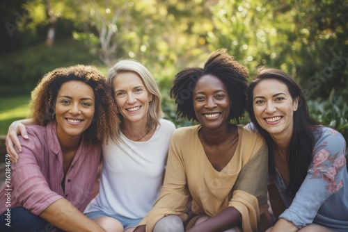 Joyful Multiethnic Women Together in Nature