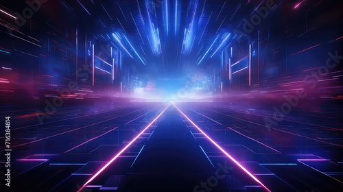 Experience a fusion of art and technology with this cyberpunk-inspired background, highlighting neon lines and dynamic light effects for a futuristic look. © Mongkol
