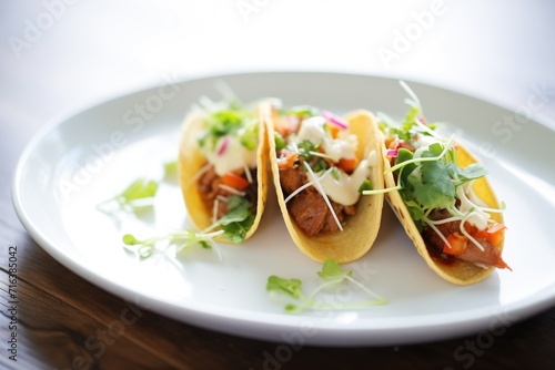 chorizo tacos with a dollop of sour cream and chives