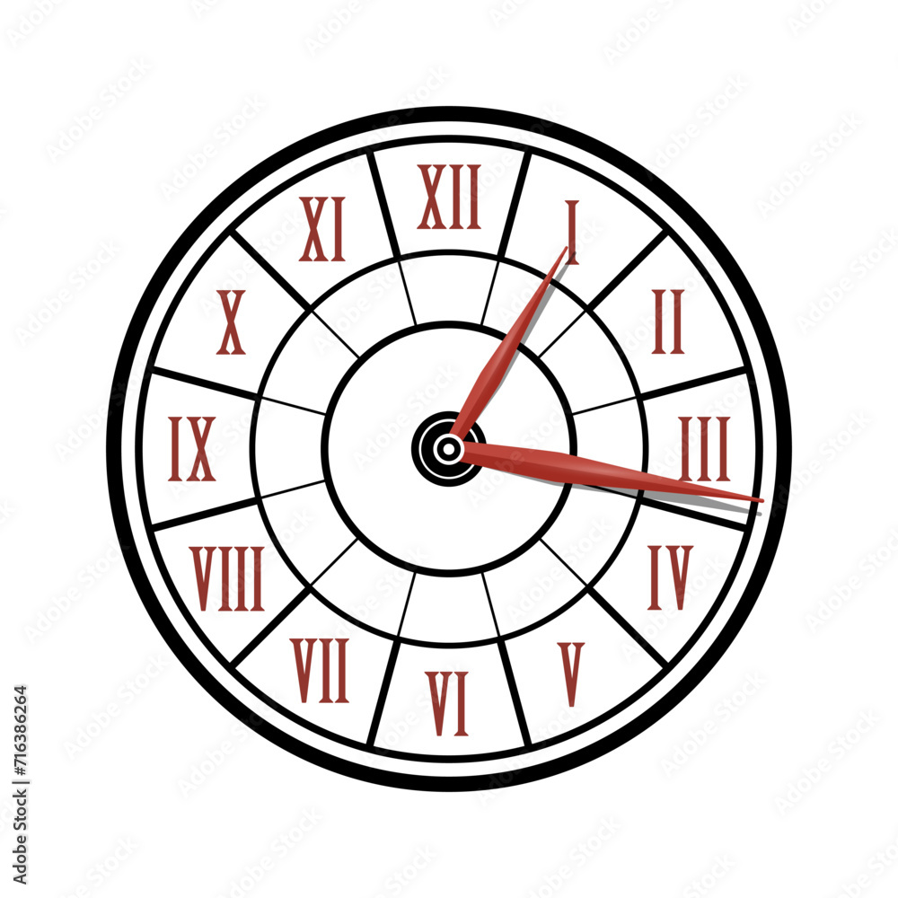 Retro analoque clock with roman numbers isolated on white background Retro analoque clock with roman numbers isolated on white background