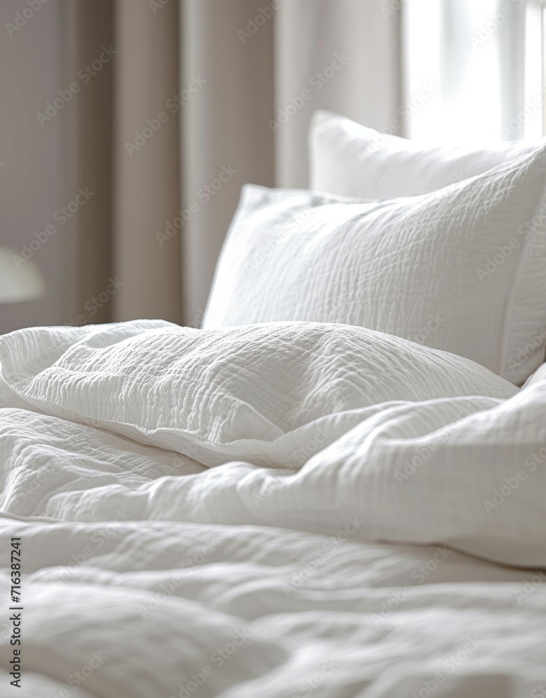 Bed sheet and pillow. Generative AI technology. Bed sheet and pillow. Generative AI technology.