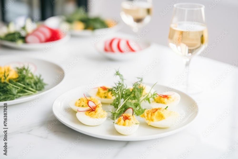deviled eggs as part of a brunch spread with mimosas deviled eggs as part of a brunch spread with mimosas
