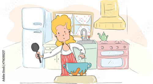 Woman cooking in the kitchen.