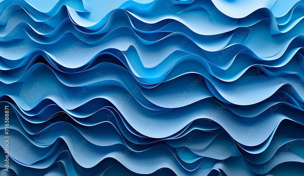 Obraz premium Blue Wavy Lines in a Minimalist Abstract Background
