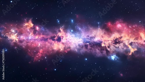 A cosmic nebula dotted with stars, emitting a mystical beauty with vivid colors and bursts of light.
 photo