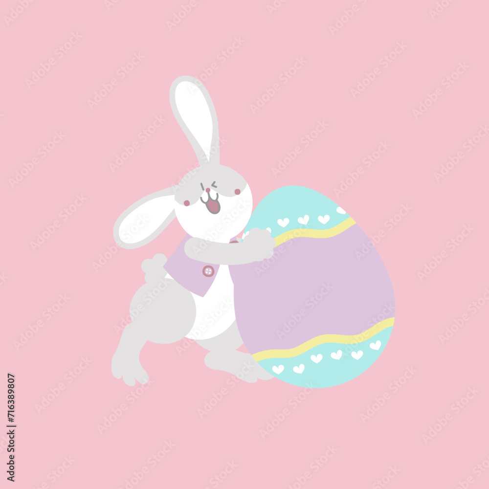 happy easter festival with animal pet bunny rabbit and egg, pastel color, flat vector illustration cartoon character happy easter festival with animal pet bunny rabbit and egg, pastel color, flat vector illustration cartoon character