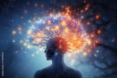 Brain Axon Neuronal Network, Metacognition amid neural symphony. Neuropsychiatric disorder, Network Topology fosters Imaginative Synapses and Creative Neuroharmony, educational odyssey Problem Solving photo