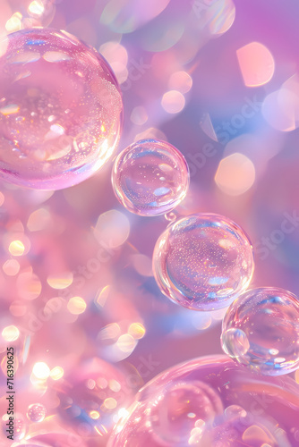 Bubbles on a Pink Background in Light Magenta photo