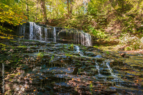 Beautiful Waterfall at Ricketts Glen State Park  in Columbia  Luzerne  and Sullivan counties in Pennsylvania