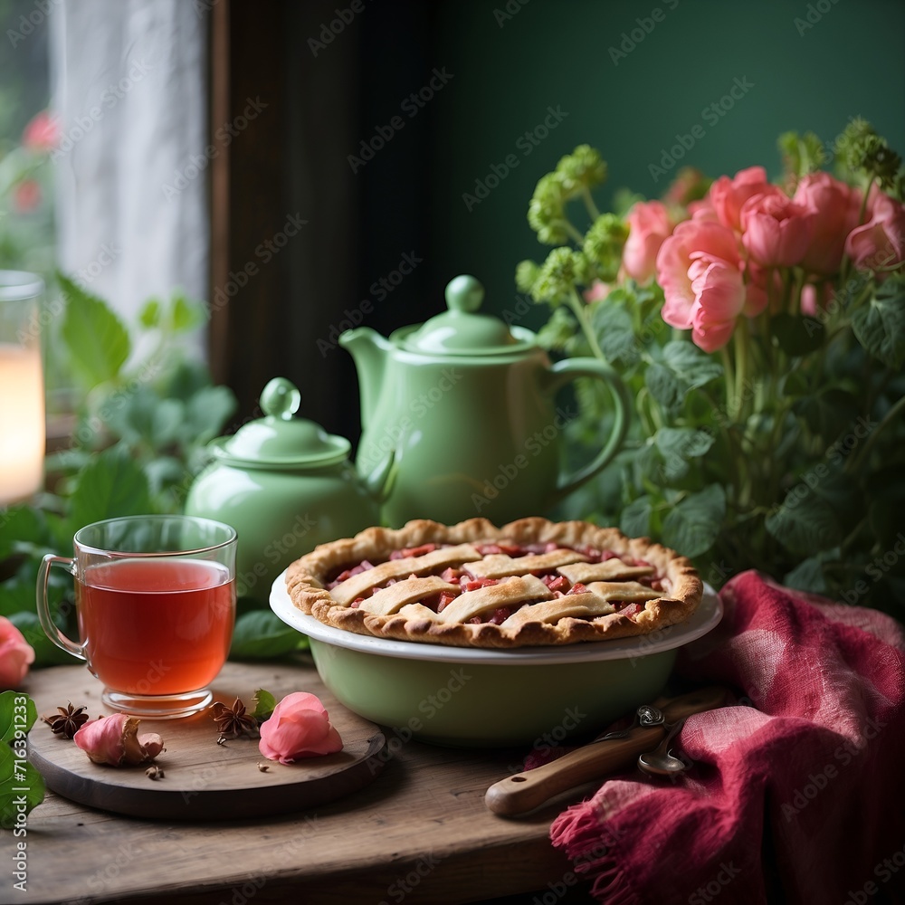 Fototapeta premium apple pie with apples and cinnamon