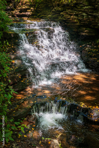 Fototapeta Naklejka Na Ścianę i Meble -  Beautiful Waterfall at Ricketts Glen State Park, in Columbia, Luzerne, and Sullivan counties in Pennsylvania